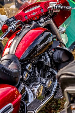 KANIV, UKRAINE - 5 Haziran 2021: güzel Yamaha bisikleti. Uluslararası Motosiklet Festivali 