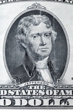 Kağıt banknotların klasik unsurları. Bonistikler. Tasarım amaçlı 2 Amerikan dolarının bir parçası. Amerika Birleşik Devletleri