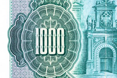 Eski kağıt banknotların eski unsurları. Bonistikler. İspanya 1000 Peseta 1925..