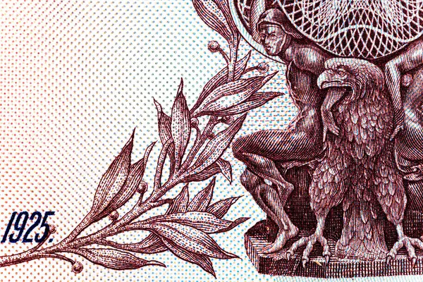Eski kağıt banknotların eski unsurları. Bonistikler. İspanya 1000 Peseta 1925..