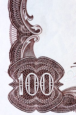 Eski kağıt banknotların antika unsurları. Bonistikler. Tasarım amaçlı İspanya 100 Peseta..
