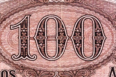 Eski kağıt banknotların eski unsurları. Bonistikler. Eski Almanya parası 1918 (100 mark). Banknote Kaiser 'in Almanyası. Tasarım amaçlı banknot..