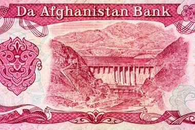 Eski kağıt banknotların eski unsurları. Bonistik.100 Afgan banknotu 1939. Afganistan, Afganistan 'ın ulusal para birimidir. Tasarım amaçlı bir banknot..