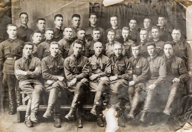 SSCB - CIRCA 1936: Eski fotoğraf, 24 Mart 1936 'da çekilen Red Commanders stüdyo portresini gösteriyor.