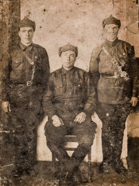 SSCB - CIRCA 1936: Eski fotoğraf, 24 Mart 1936 'da çekilen Red Commanders stüdyo portresini gösteriyor.