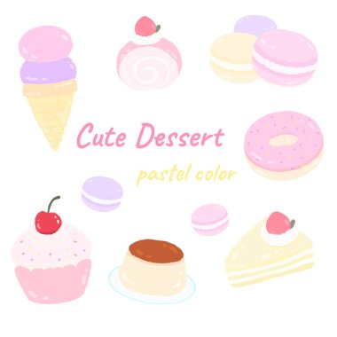 şirin tatlılar pastel renk vektörü