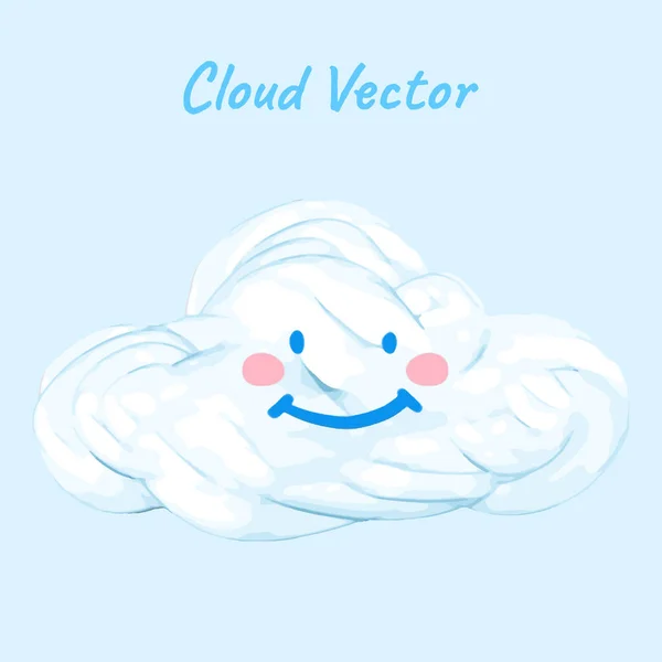 Cute Cloud Sky Smile Face Oil Painting Vector — Stock Vector