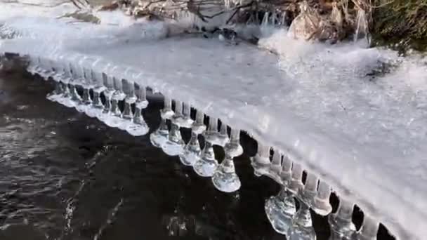 Snel Helder Ruisend Water Van Een Bergrivier Karpaten Het Voorjaar — Stockvideo