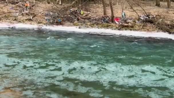 Mountain Rivers Tisza Latoritsa Transcarpathia Ukraine Carpathians Winter Melting Snow — Stock Video