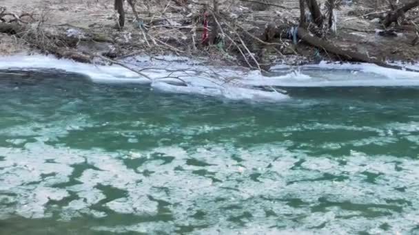 Mountain Rivers Tisza Latoritsa Transcarpathia Ukraine Carpathians Winter Melting Snow — Stock Video