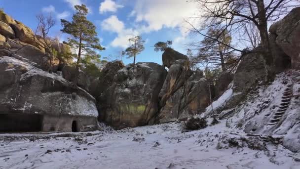 Starověký Jeskynní Klášter Karpat Bubnyshche Ukrajina Který Stovky Let Starý — Stock video