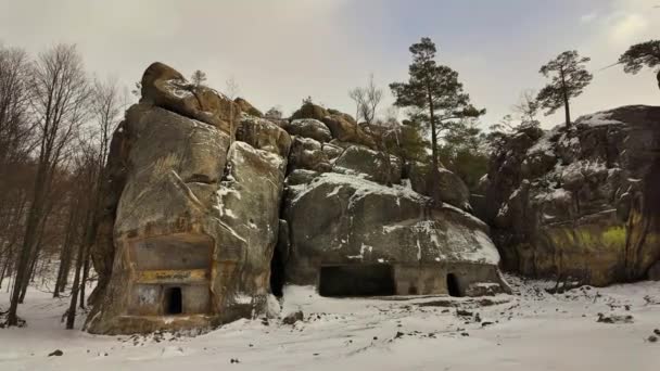 Ancient Cave Monastery Carpathians Bubnyshche Ukraine Which Hundreds Years Old — Stock Video