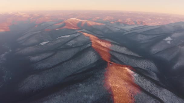 Drone Vole Dessus Des Sommets Région Montagneuse Des Carpates Avec — Video