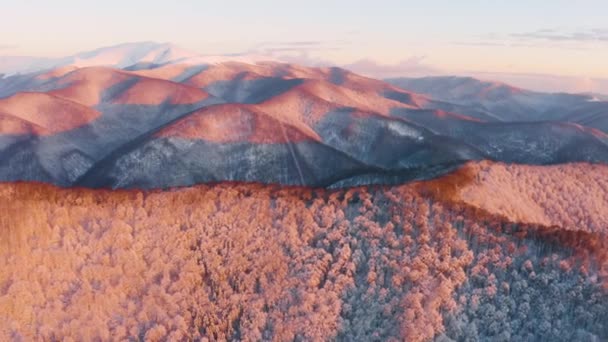Drone Πετά Πάνω Από Τις Κορυφές Της Ορεινής Περιοχής Των — Αρχείο Βίντεο