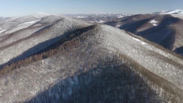 Ουκρανία Καρπάθια Χειμωνιάτικα Χιονισμένα Transcarpathia Βουνά Είναι Καλυμμένα Χιόνι Αλλά — Αρχείο Βίντεο