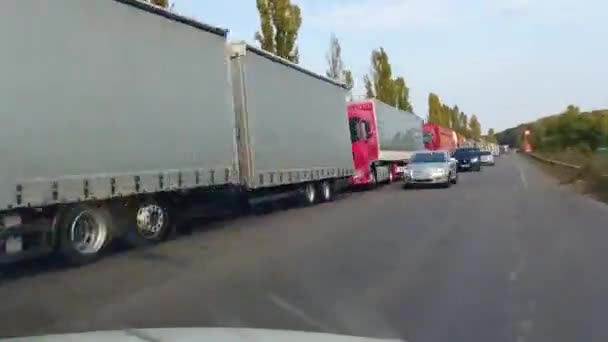 Ukraina Chop Października 2022 Zakarpacie Nieskończenie Długa Kolejka Samochodów Ciężarowych — Wideo stockowe