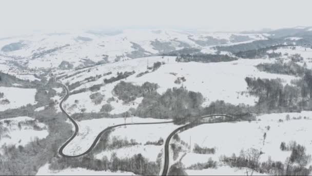 Καρπάθια Χειμώνα Στην Ουκρανία Καλύπτονται Χιόνι Από Ένα Ύψος Drone — Αρχείο Βίντεο