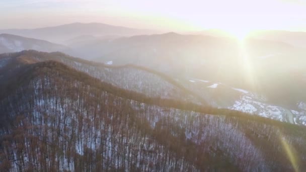 Ucraina Carpazi Inverno Nevoso Transcarpazia Velocità Drone Nella Vista Volo — Video Stock