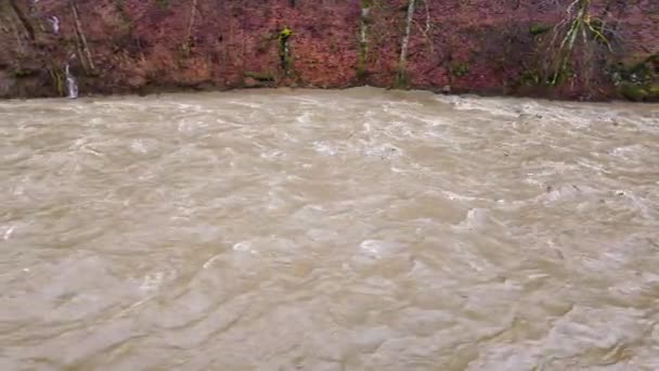 Ukraina Karpaterna Svåra Översvämningar Bergen Vintern Efter Regn Massa Vatten — Stockvideo
