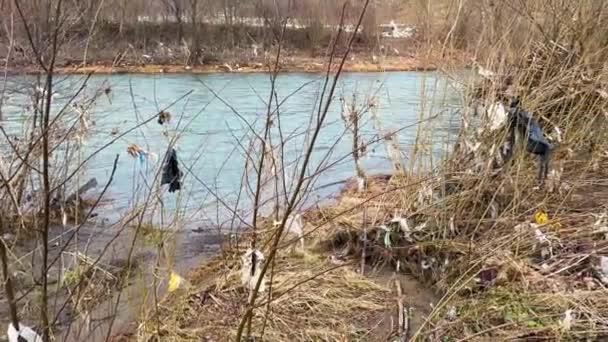 Ukraina Karpaty Zakarpacie Poważne Powodzie Górach Zimą Deszczach Masa Wody — Wideo stockowe