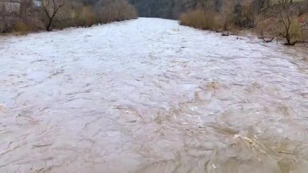 Oekraïne Karpaten Transcarpathie Ernstige Overstromingen Bergen Winter Regen Een Massa — Stockvideo