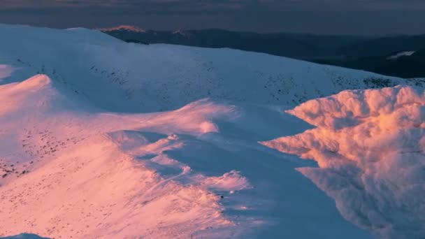 Sunset Sunrise Montenegrin Ridge Carpathians Colorful Picturesque Spectacle Golden Pink — Stock Video