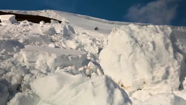Una Poderosa Avalancha Cayó Una Ladera Alpina Los Cárpatos Ucranianos — Vídeo de stock