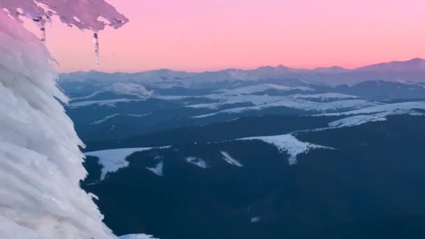 Karpatlar Daki Karadağ Sırtında Gün Batımı Gün Doğumu Renkli Bir — Stok video