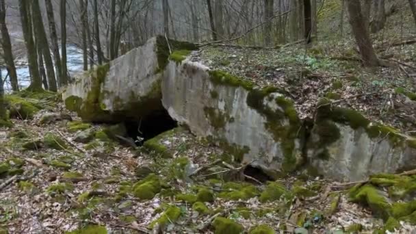 Бункер Arpad Line Эра Первой Мировой Войны Оборонительной Позиции Взорван — стоковое видео