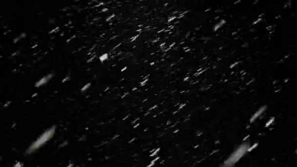 Schneefall Den Bergen Wilde Natur Einer Dunklen Winternacht Licht Einer — Stockvideo