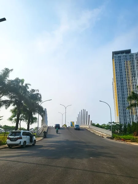 インドネシア ベッカシ 2023年3月12日 Bcbdへの橋 Bakasi Central Business District エリア概要背景にあるベッカシ アパート — ストック写真