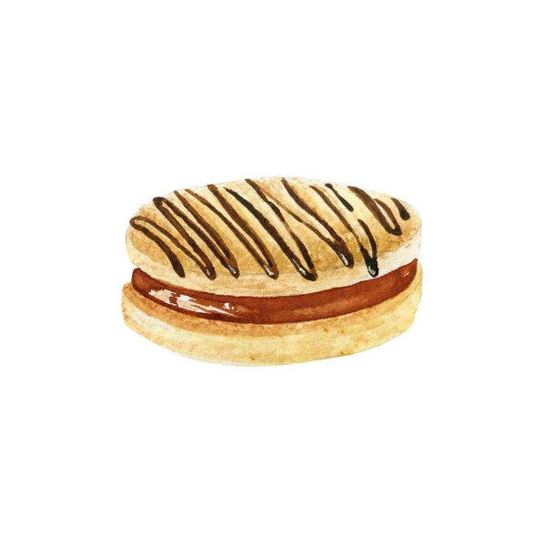 クッキーの水彩パン屋さんのクリッパーセット 新鮮なペストリーが好きな人のためのカフェメニュー バリスタ ステッカーやポストカードのための すべてのための — ストック写真