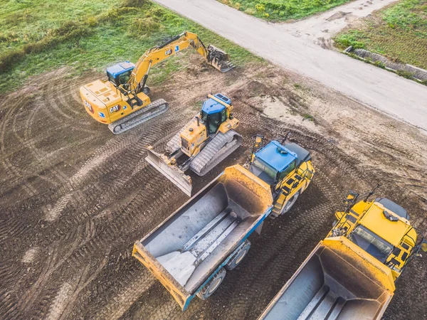 Loriol Sur Drome France November 2022 Excavators Dump Trucks Working — 图库照片