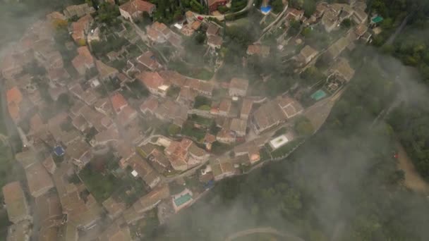 Luftaufnahme Einer Der Schönsten Städte Frankreichs Morgen Bei Dichtem Nebel — Stockvideo
