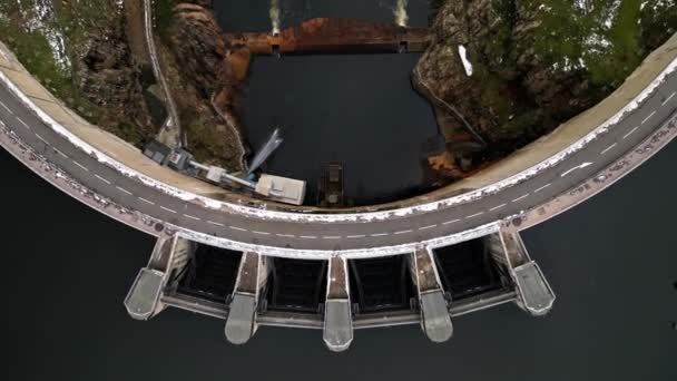 Panoramic Drone View Grangent Dam Loire River Built 1955 1957 — Stockvideo