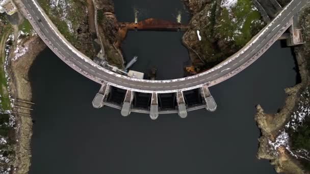 Panoramic Drone View Grangent Dam Loire River Built 1955 1957 — Stockvideo