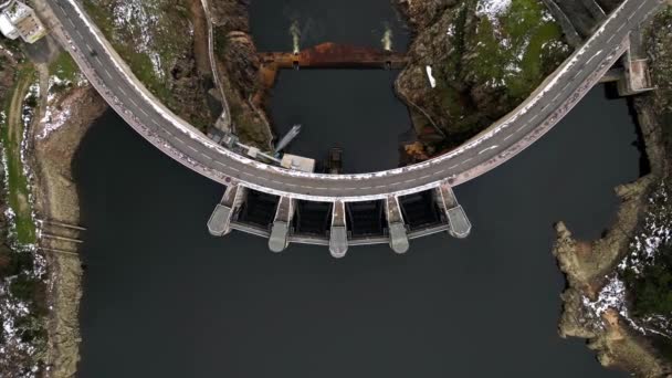 Vista Panorámica Del Dron Presa Grangent Río Loira Construido Entre — Vídeos de Stock