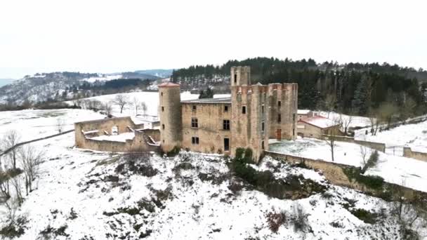Panoramic View Castle Essalois Winter — Stock Video