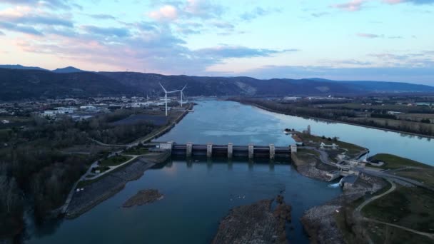 Water Dam Rhone River Water Filtration Treatment Plants Overlooking Surrounding — Wideo stockowe