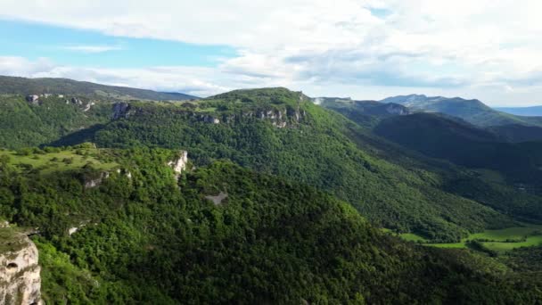 Französische Landschaft Drohnenpanorama Der Bewaldeten Hänge Der Höhen Des Vercors — Stockvideo