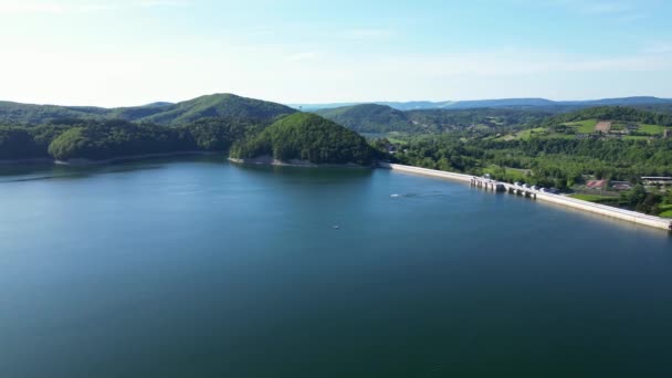 Vue Panoramique Depuis Drone Coucher Soleil Sur Lac Soliskie Surplombant — Video