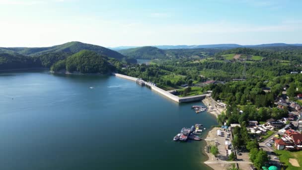 Vista Panoramica Dal Drone Durante Tramonto Sul Lago Soliskie Con — Video Stock