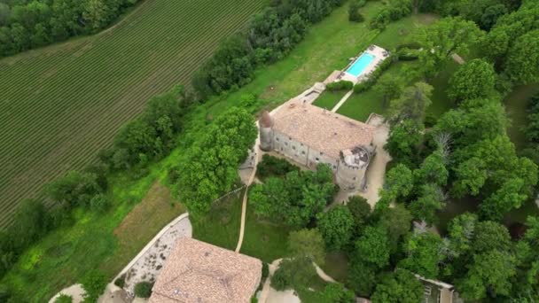 Charols Prancis Mei 2023 Panoramic Aerial View Chateau Les Oliviers — Stok Video