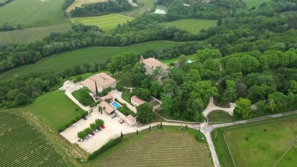 Charols France May 2023 Panoramic Airview Chateau Les Oliviers Salettes — 비디오