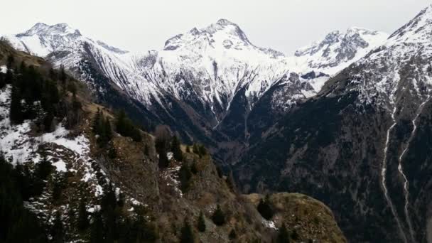 Panoramiczny Widok Okoliczne Góry Ośrodka Narciarskiego Les Deux Alps Alpach — Wideo stockowe