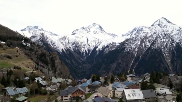 Vista Panorâmica Estância Esqui Les Deux Alpes Nos Alpes Franceses — Vídeo de Stock