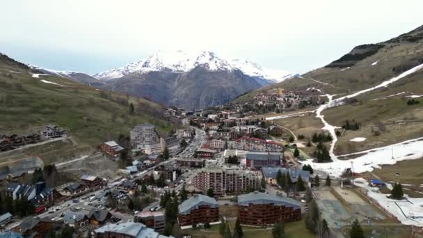 Vista Panoramica Della Stazione Sciistica Les Deux Alpes Nelle Alpi — Video Stock