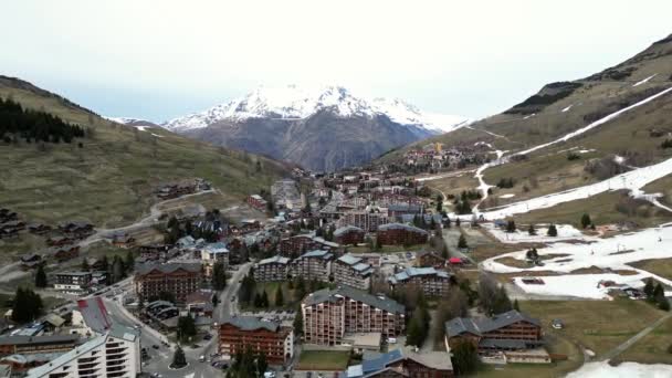 Panoramiczny Widok Ośrodek Narciarski Les Deux Alpes Alpach Francuskich — Wideo stockowe