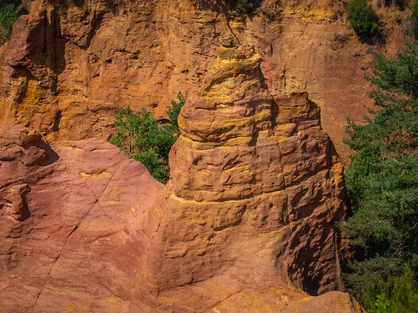 Abstract Rustrel Canyon Oker Kliffen Landschap Provençaalse Colorado Bij Roussillon — Stockfoto