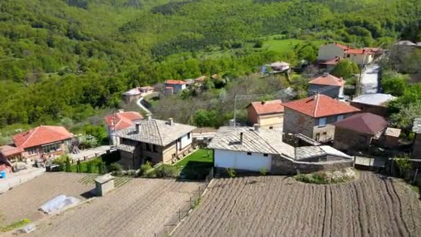 Letecký Pohled Obec Dobralyk Autentickými Domy Plovdivský Kraj Bulharsko Nádherné — Stock video